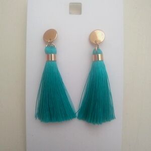 Teal Tassel Earrings